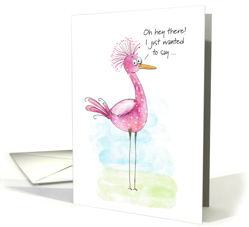 Valentine's Day Quirky Long Legged Pink Bird card (1724270)