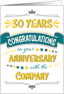 Employee 30th Anniversary Word Art Congratulations card