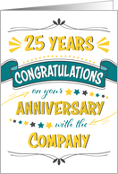 Employee 25th Anniversary Word Art Congratulations card