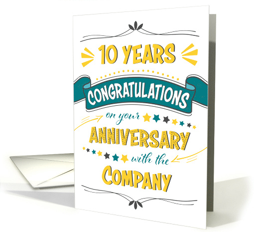Employee 10th Anniversary Word Art Congratulations card (1727528)