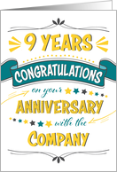 Employee 9th Anniversary Word Art Congratulations card