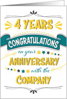 Employee 4th Anniversary Word Art Congratulations card