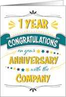 Employee 1st Anniversary Word Art Congratulations card