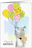 Birthday Dog with Balloons and Flowers card