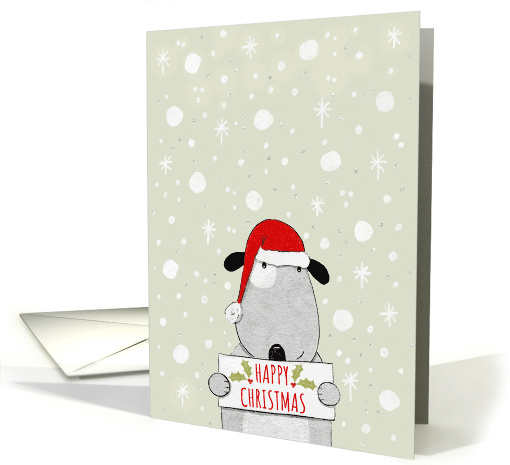 Christmas Dog Holding Happy Christmas Sign card (1742484)