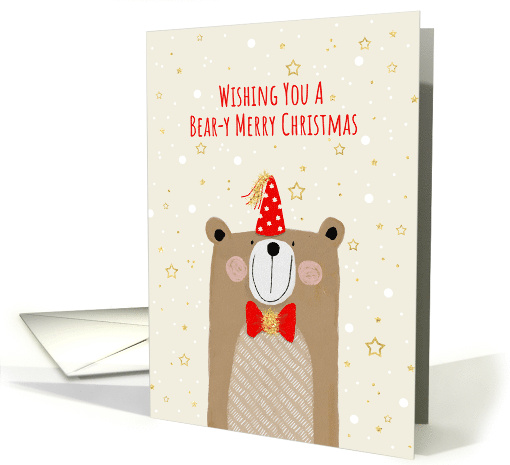 Christmas Bear Wearing Festive Bow Tie and Party Hat card (1743090)