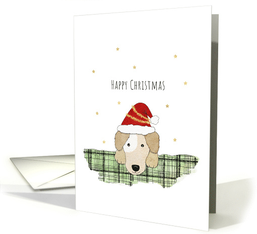 Christmas Cute Dog Wearing Santa Hat card (1744880)