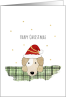 Christmas Cute Dog Wearing Santa Hat card