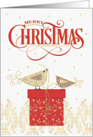 Merry Christmas Birds and Present card
