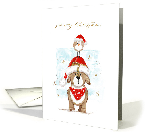 Cute Dog and Bird Christmas card (1752436)