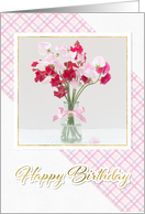 Vase of Sweetpeas Birthday card