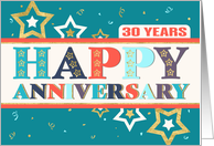 Employee 30th Anniversary Bold Colors and Stars card