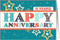 Employee 9th Anniversary Bold Colors and Stars card