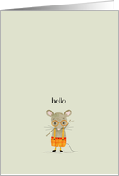 Tiny Mouse Wearing Dungarees and Glasses Waving Hello card