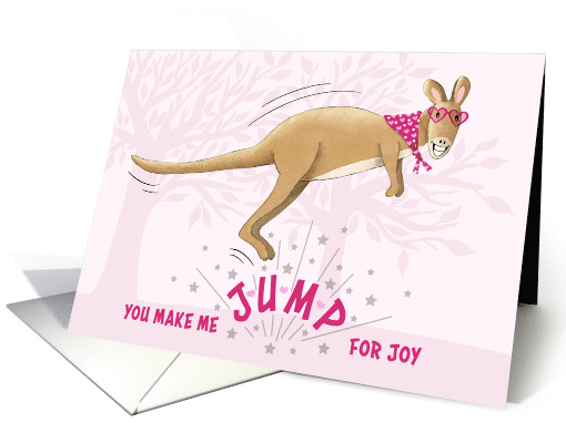 Kangaroo Jumping for Joy Valentine's Day card (1819472)