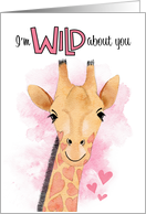 Cute Giraffe I’m Wild About You Valentine’s Day card