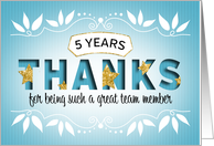 Employee 5th Anniversary Thanks card