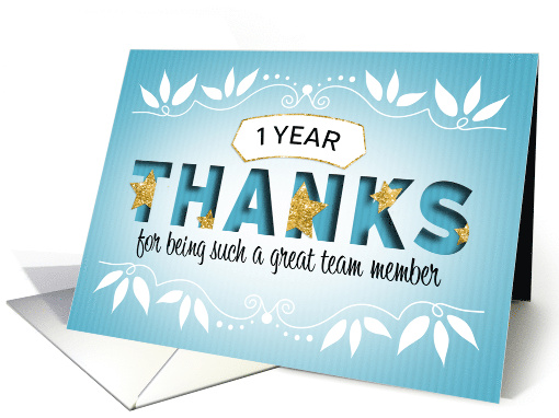 Employee 1st Anniversary Thanks card (1839372)