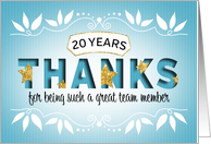 Employee 20th Anniversary Thanks card