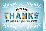 Employee 30th Anniversary Thanks card