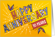 Employee 10th Anniversary Colorful Happy Anniversary Text card