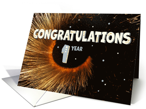 Employee 1st Anniversary Swirl and Stars card (1877296)