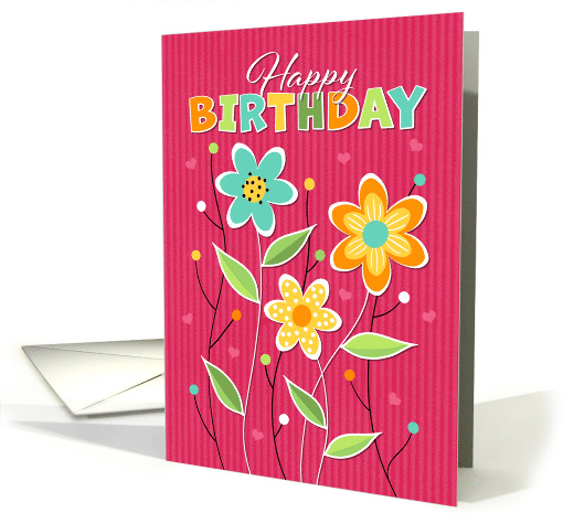 Colorful Illustrated Flowers Birthday card (1915412)