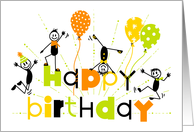 Fun Stick Men Birthday card