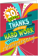 Employee 20th Anniversary Fun and Colorful card