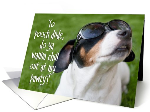 Dog Birthday Party Invite - Jack Russell Terrier in Sunglasses card