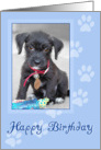 Birthday Card - Cutest Tiny Pup Ever - Blue card