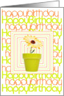 Birthday Card - Contemporary and Bright Flower in a Flower Pot card