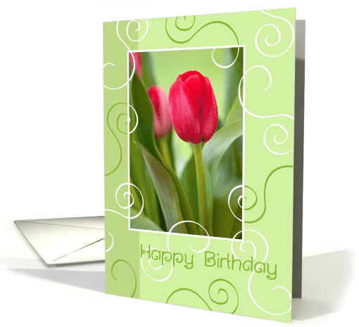 Birthday Card - Swirls and Tulips card (820218)