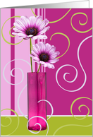 Blank Greeting Card - Swirly and Bright, Flowers in a Vase card