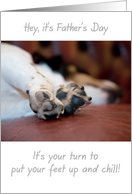 Father’s Day Card - Sleepiing Dog with Focus on Paws card