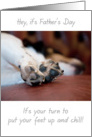 Father’s Day Card - Sleepiing Dog with Focus on Paws card