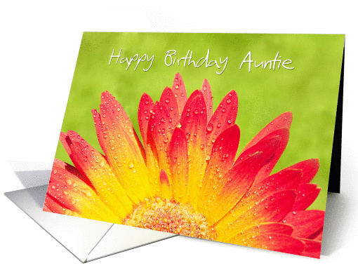 Auntie Birthday Card - Sunny and Bright Flower with Water Drops card