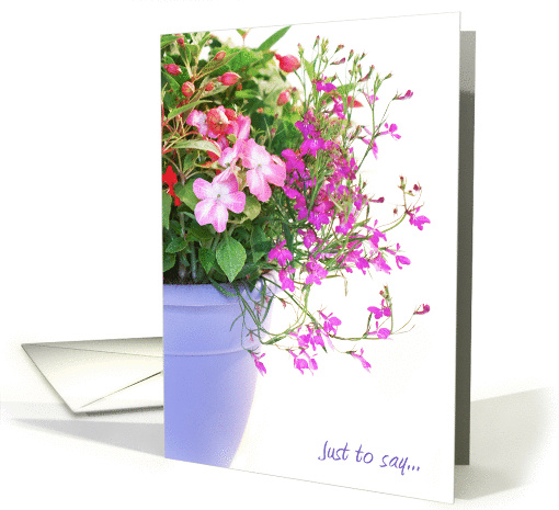 Just to Say Greeting Card - Mixed Flowers in a Flower Pot card