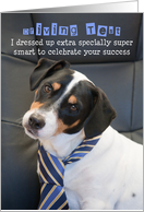 Driving Test Congratulations Card - Humorous, Dog Wearing Smart Tie card
