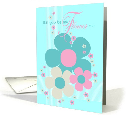 Flower Girl Invite Card - Pretty Illustrated Flowers card (840227)