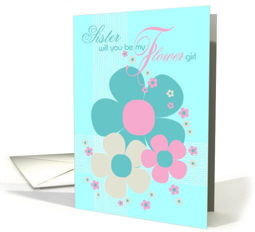 Sister Flower Girl Invite Card - Pretty Illustrated Flowers card