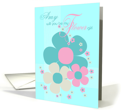 Amy Flower Girl Invite Card - Pretty Illustrated Flowers card (840309)