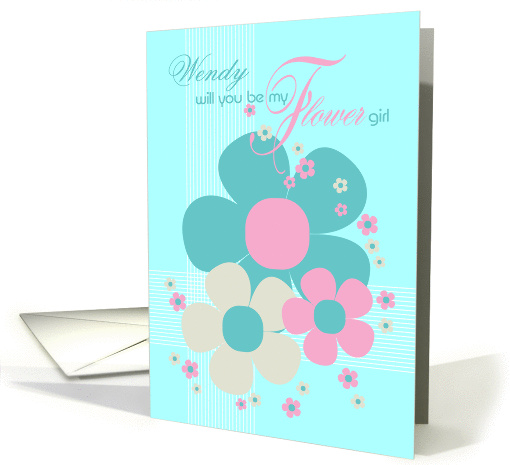 Wendy Flower Girl Invite Card - Pretty Illustrated Flowers card