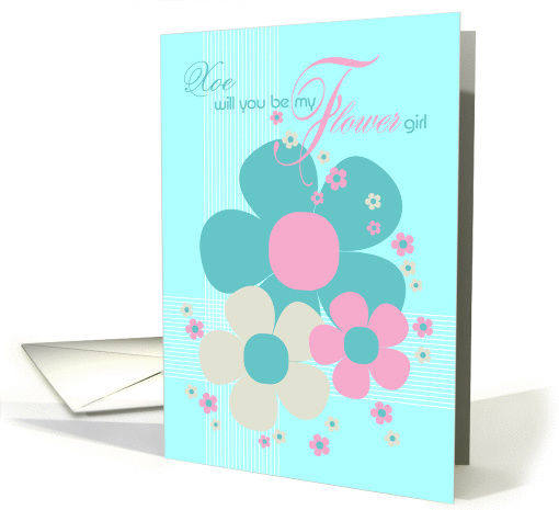 Xoe Flower Girl Invite Card - Pretty Illustrated Flowers card (840485)