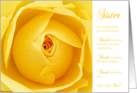 Sister Thank You Card - Yellow Rose card