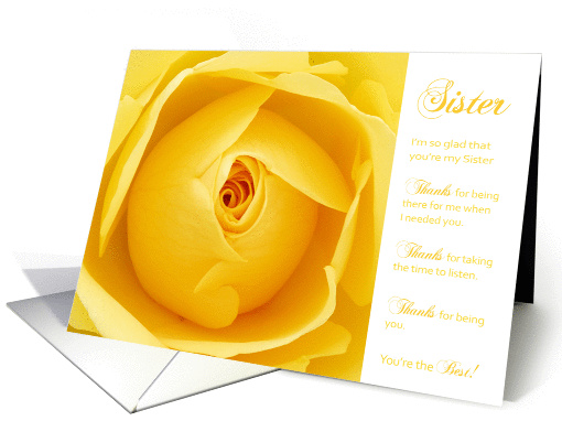 Sister Birthday Card - Yellow Rose card (841252)