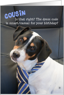 Cousin 21st Birthday Card - Dog Wearing Smart Tie - Humorous card