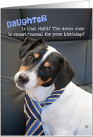 Daughter Birthday Card - Dog Wearing Smart Tie - Humorous card