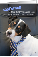 Godfather Birthday Card - Dog Wearing Smart Tie - Humorous card