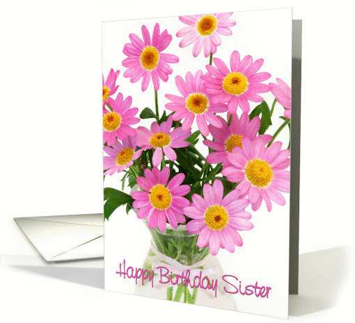 Sister Birthday Card - Pink Floral Abundance card (844719)